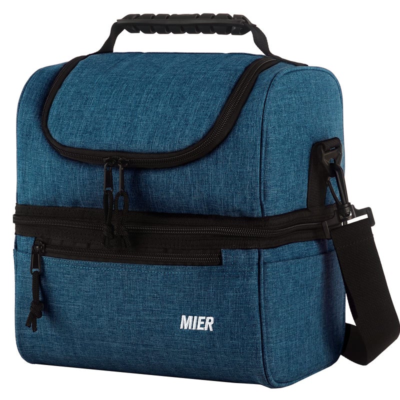 MIER Adult Lunch Box Insulated Lunch Bag Large Cooler Tote Bag for Men, Women, Double Deck Cooler (Teal Blue, Large) - Image 1